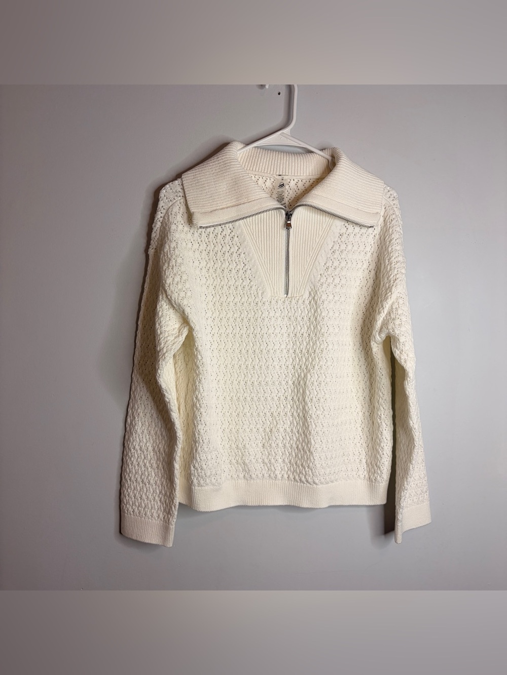 Lou & Grey Cream Half‑Zip Cowl Sweater